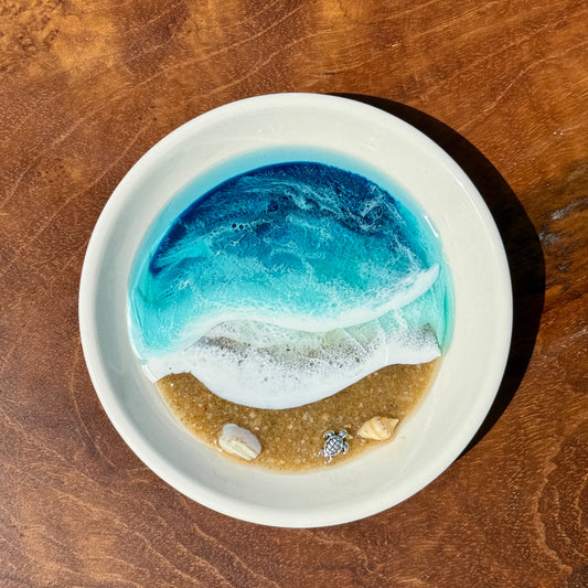 Ring/Trinket Resin Beach Wave Dish (w/Sea Turtle)