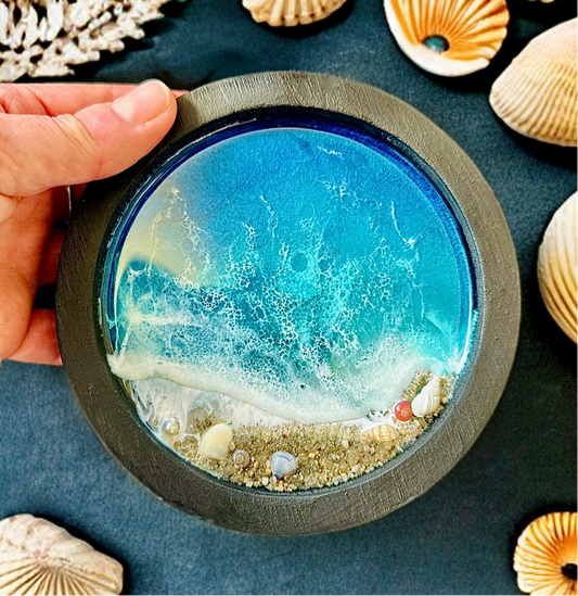 Multi-Use Beach Scene Small Plate: Trinkets/Jewelry/Coaster, Candle Votive **SOLD**