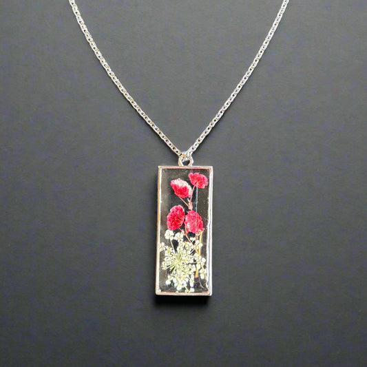 Real Wildflower Pendant Necklace - Resin Botanical Jewelry