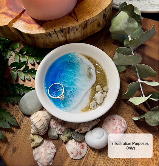 4” Epoxy Resin Beach Ring/Trinket Dish w/Shells (Bestseller)