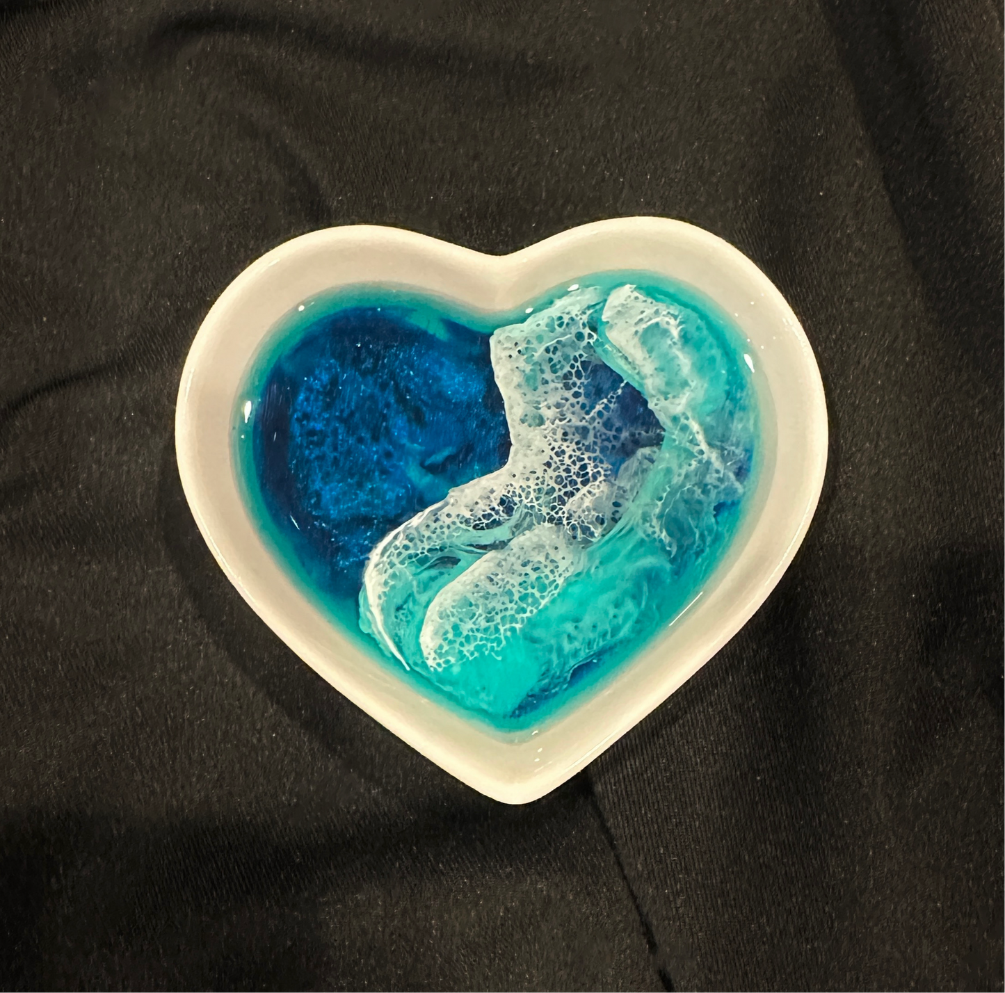 Heart Beach Wave Resin Trinket Dish